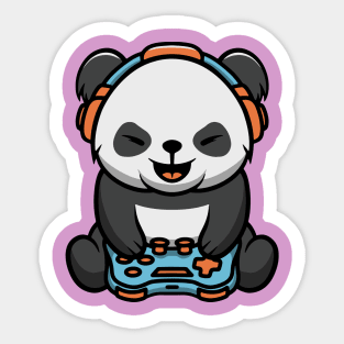 Cute Panda Gamers Sticker